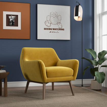 Ashcroft Panom Lounge Chair - Gold Velvet
