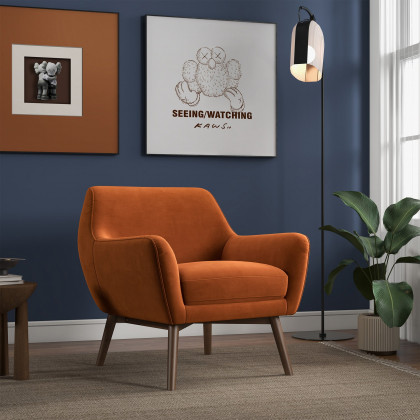Ashcroft Panom Lounge Chair - Burnt Orange Velvet