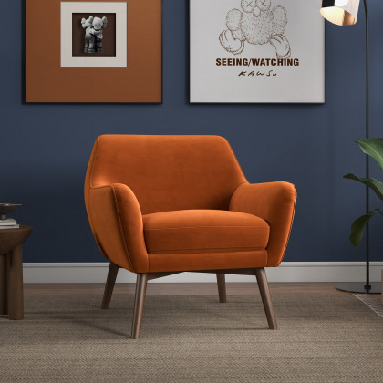 Ashcroft Panom Lounge Chair - Burnt Orange Velvet