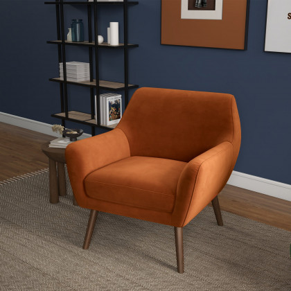Ashcroft Panom Lounge Chair - Burnt Orange Velvet
