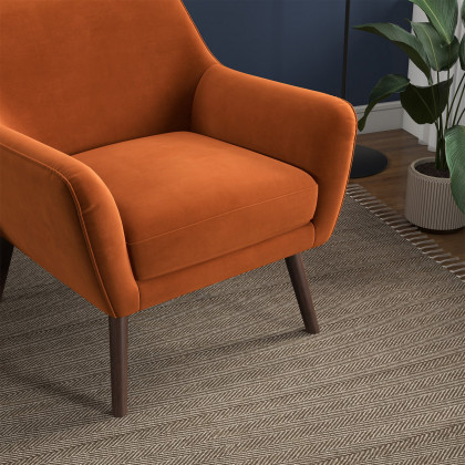 Ashcroft Panom Lounge Chair - Burnt Orange Velvet