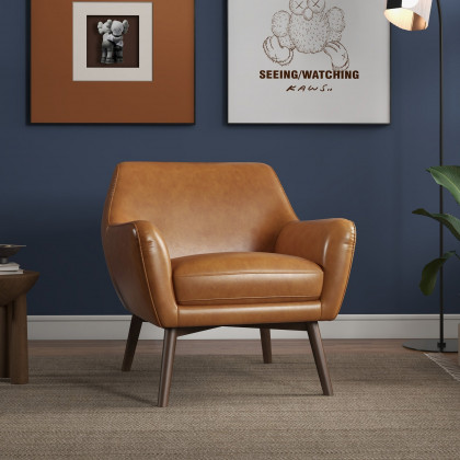 Ashcroft Panom Lounge Chair – Tan Leather