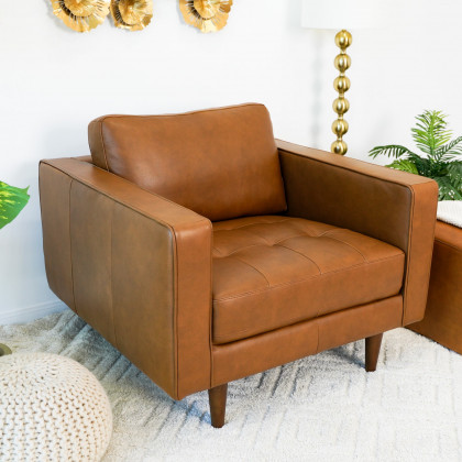 Ashcroft - Catherine Leather Lounge Chair in Tan