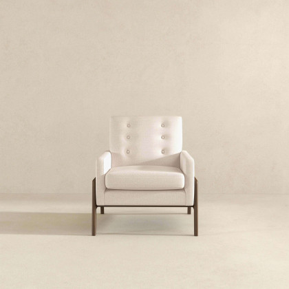 Ashcroft Cole Solid Wood Velvet Lounge Chair – Beige
