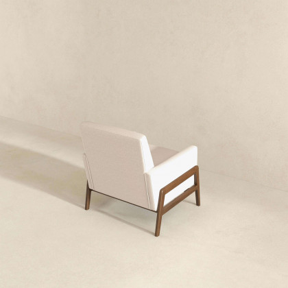 Ashcroft Cole Solid Wood Velvet Lounge Chair – Beige