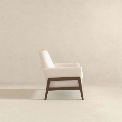 Ashcroft Cole Solid Wood Velvet Lounge Chair – Beige