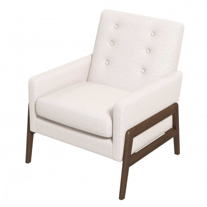 Ashcroft Cole Solid Wood Velvet Lounge Chair – Beige