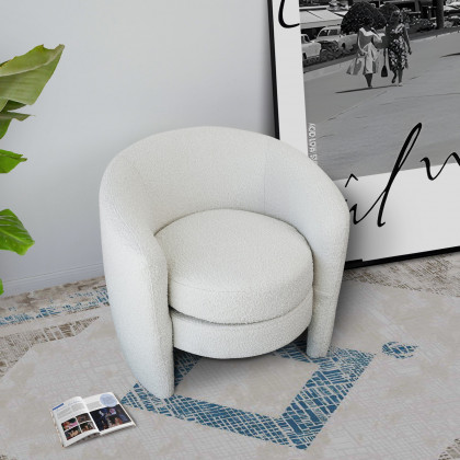 Ashcroft - Avalon White Boucle Lounge Chair