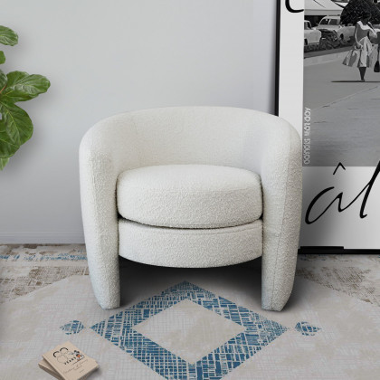 Ashcroft - Avalon White Boucle Lounge Chair
