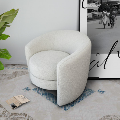 Ashcroft - Avalon White Boucle Lounge Chair