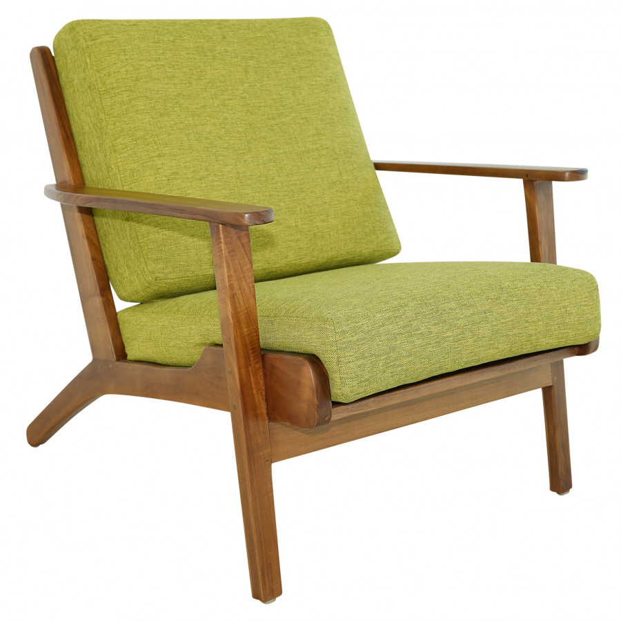 Ashcroft Connor Solid Wood Linen Lounge Chair - Pistachio Green