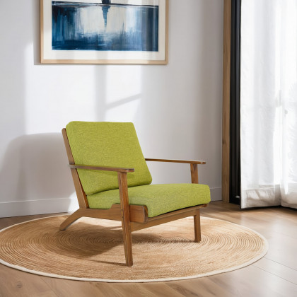 Ashcroft Connor Solid Wood Linen Lounge Chair - Pistachio Green
