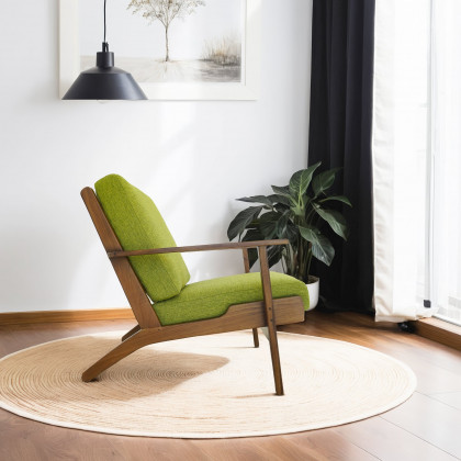 Ashcroft Connor Solid Wood Linen Lounge Chair - Pistachio Green