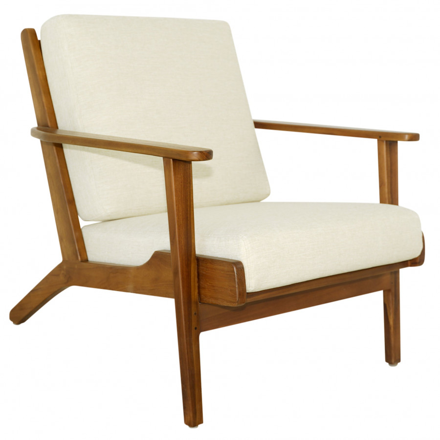 Ashcroft - Connor Solid Wood Linen Lounge Chair