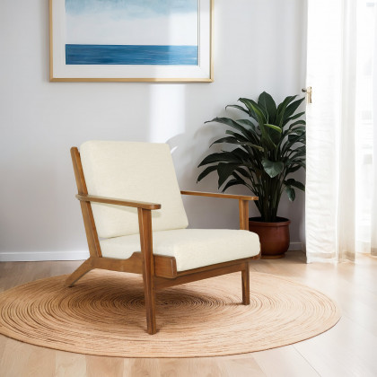 Ashcroft - Connor Solid Wood Linen Lounge Chair