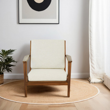 Ashcroft - Connor Solid Wood Linen Lounge Chair