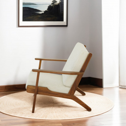 Ashcroft - Connor Solid Wood Linen Lounge Chair
