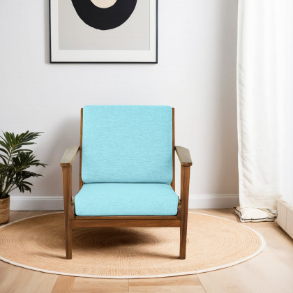 Ashcroft Connor Solid Wood Linen Lounge Chair - Sky Blue