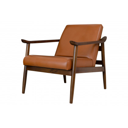 Ashcroft Brandon Leather Lounge Chair - Solid Dark Tan