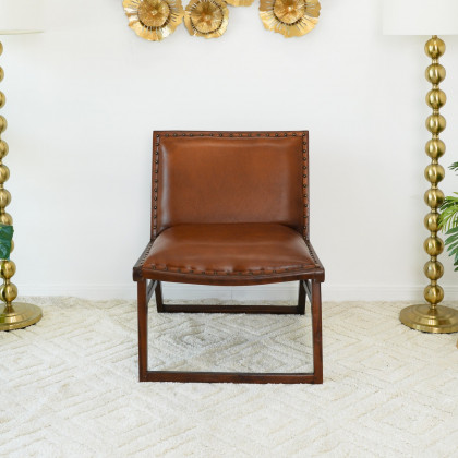 Ashcroft - Everett Tan Leather Lounge Chair
