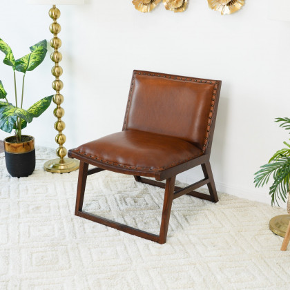 Ashcroft - Everett Tan Leather Lounge Chair