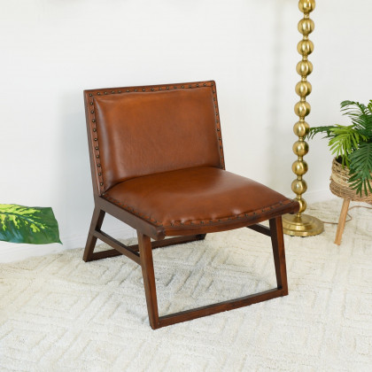 Ashcroft - Everett Tan Leather Lounge Chair