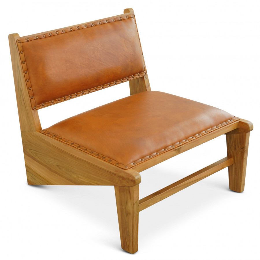Ashcroft - Talon Solid Wood Tan Leather Lounge Chair