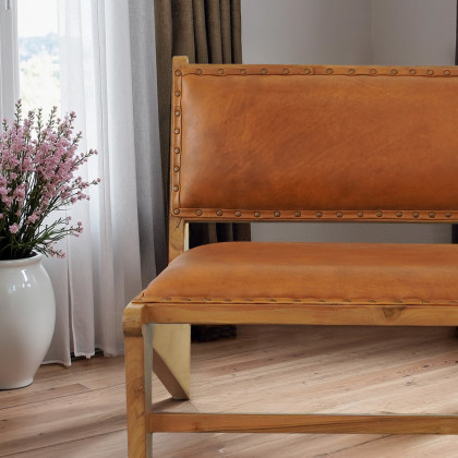 Ashcroft - Talon Solid Wood Tan Leather Lounge Chair
