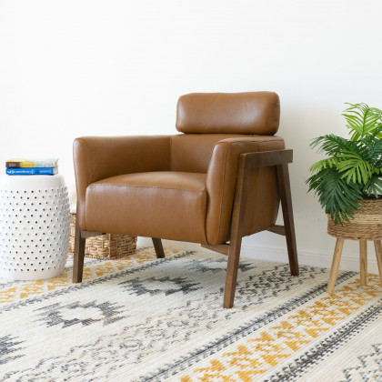 Ashcroft - Kayson Tan Leather Lounge Chair