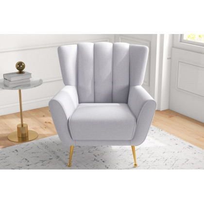 Ashcroft Gianna Tufted French Boucle Armchair - Gray