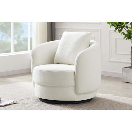 Ashcroft Dylan Boucle Lounge Chair - Cream
