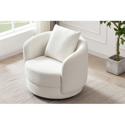 Ashcroft Dylan Boucle Lounge Chair - Cream