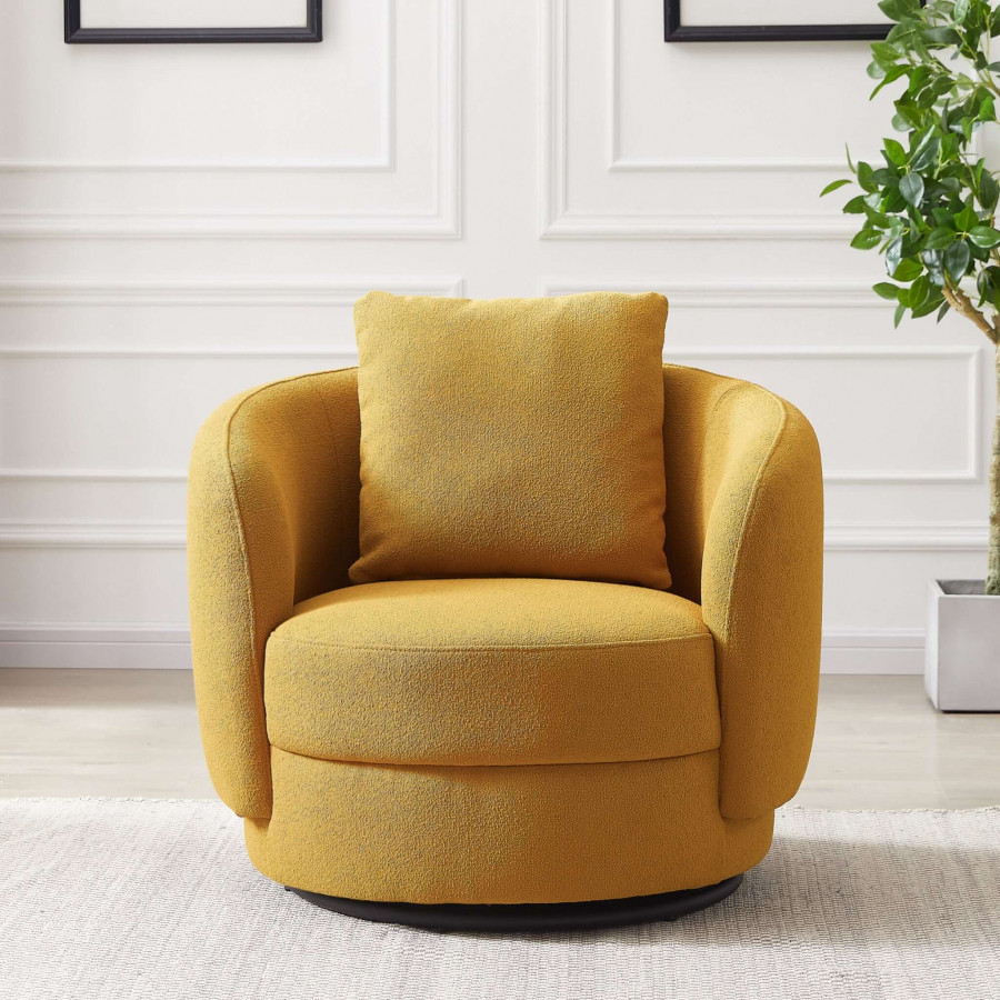 Ashcroft Dylan Boucle Lounge Chair - Yellow
