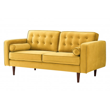 Ashcroft Casey Velvet Loveseat - Yellow