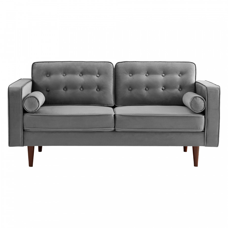 Ashcroft Casey Velvet Loveseat - Gray