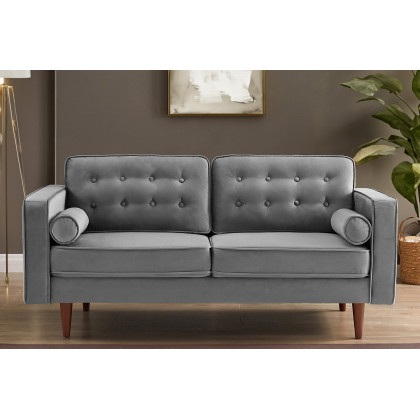 Ashcroft Casey Velvet Loveseat - Gray
