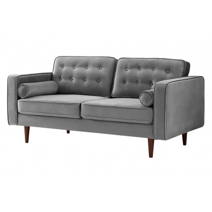 Ashcroft Casey Velvet Loveseat - Gray