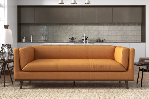 Ashcroft™ - Brooklyn Tan Leather Sofa Couch