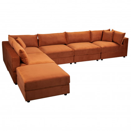 Ashcroft - Uptown Burnt Orange Velvet Modular Sofa