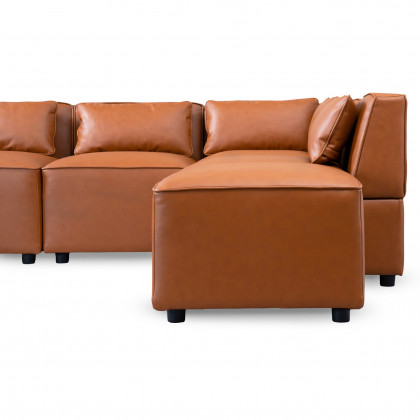 Ashcroft - Wexford Cognac Vegan Leather Modular Sofa
