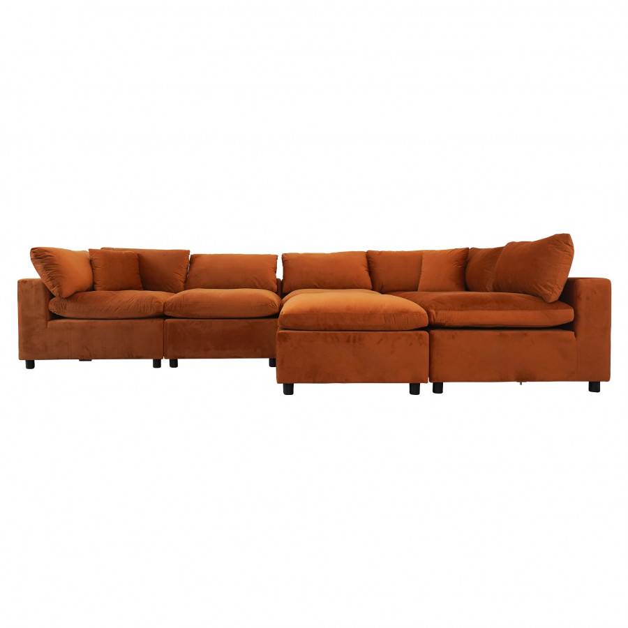 Ashcroft Hayward Modular Sectional Sofa - Burnt Orange Velvet