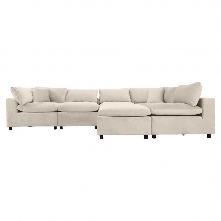 Ashcroft Hayward Modular Sectional Sofa - Ivory Velvet