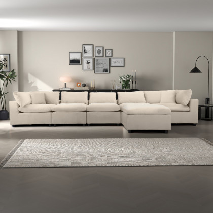 Ashcroft Hayward Modular Sectional Sofa - Ivory Velvet