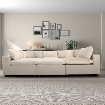 Ashcroft Hayward Modular Sectional Sofa - Ivory Velvet
