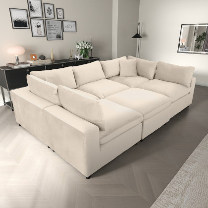 Ashcroft Hayward Modular Sectional Sofa - Ivory Velvet