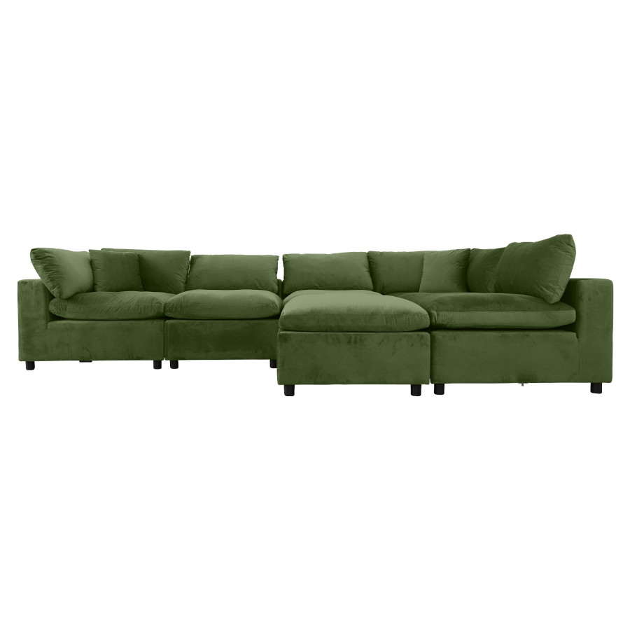 Ashcroft Hayward Modular Sectional Sofa - Olive Green Velvet