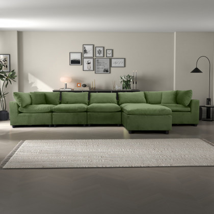 Ashcroft Hayward Modular Sectional Sofa - Olive Green Velvet