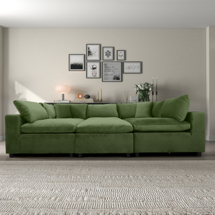 Ashcroft Hayward Modular Sectional Sofa - Olive Green Velvet