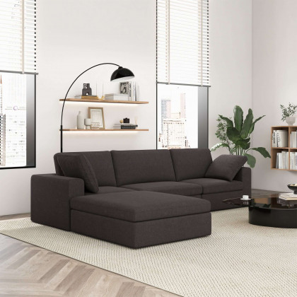 Ashcroft - Cecilia Modular Corner Sectional Modern Fabric Sofa in Dark Gray
