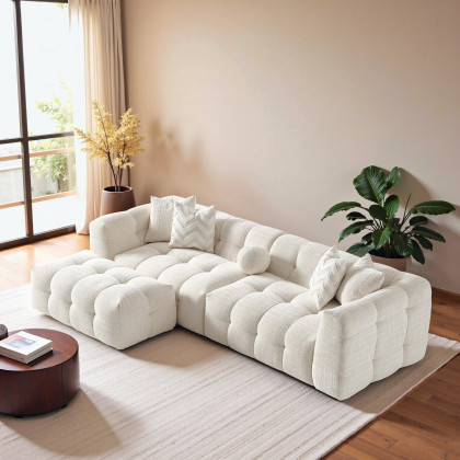 Ashcroft – Alana Tufted Ivory Chenille Modular Sectional Sofa